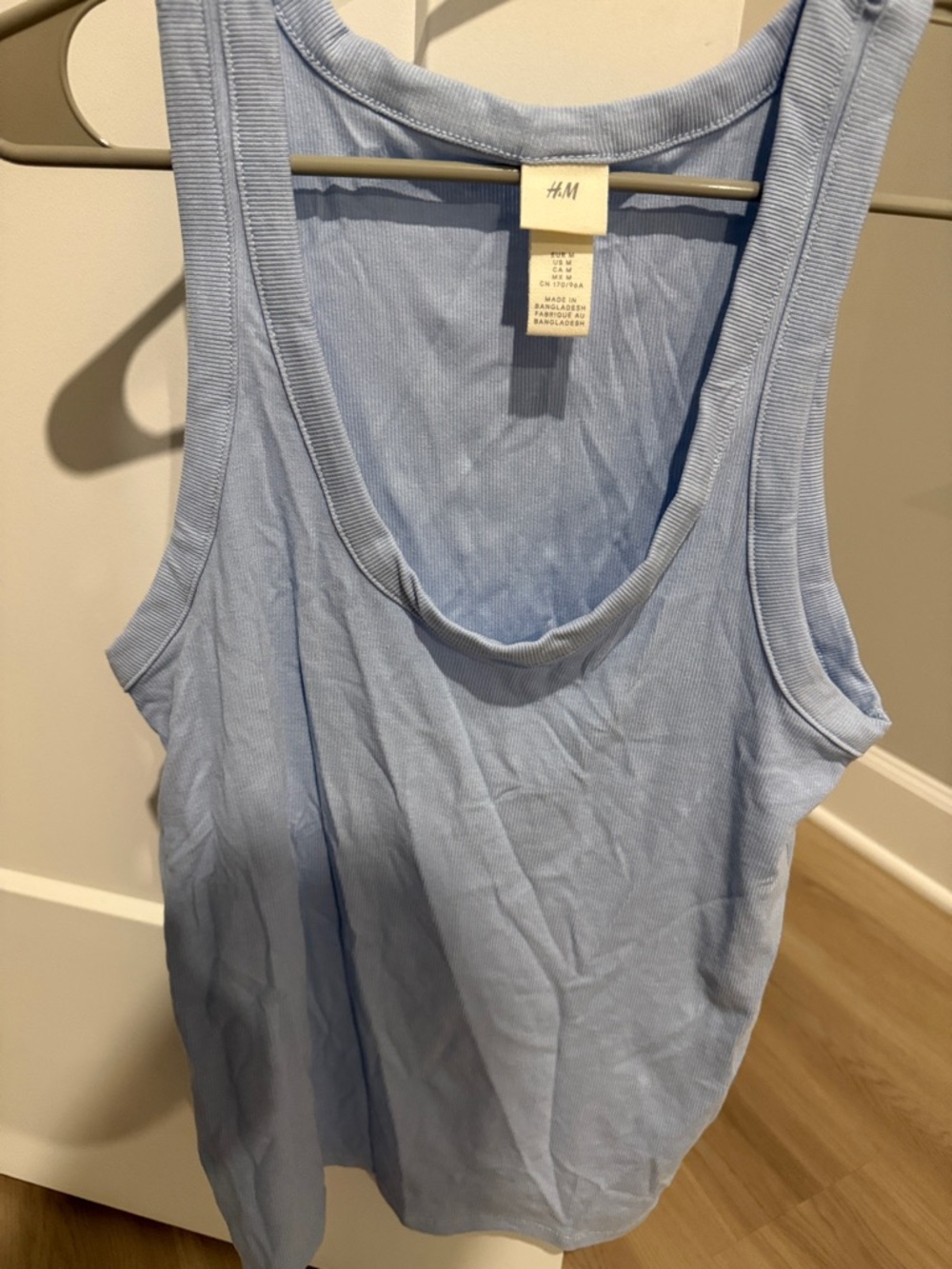 H&M Light Blue Ribbed Scoop Tank